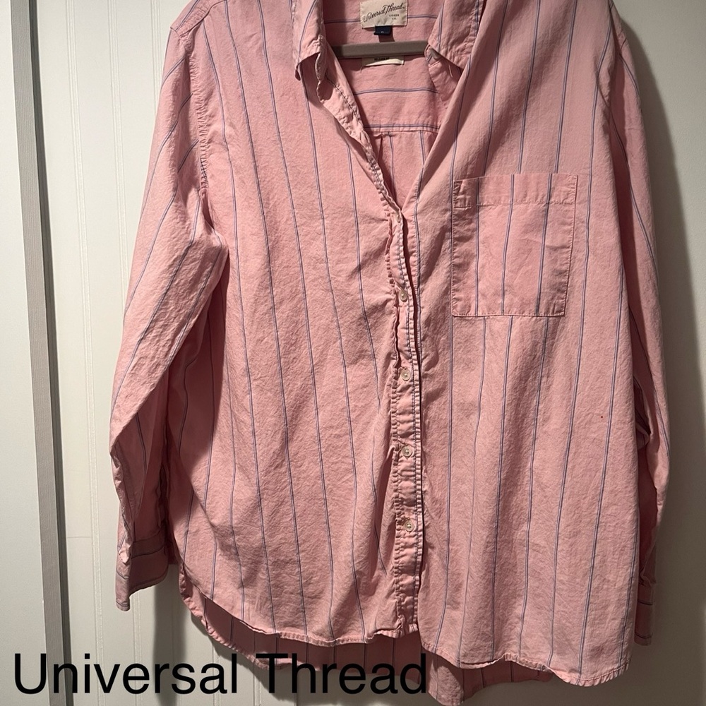 Universal Thread Pink Shirt with Blue Stripes